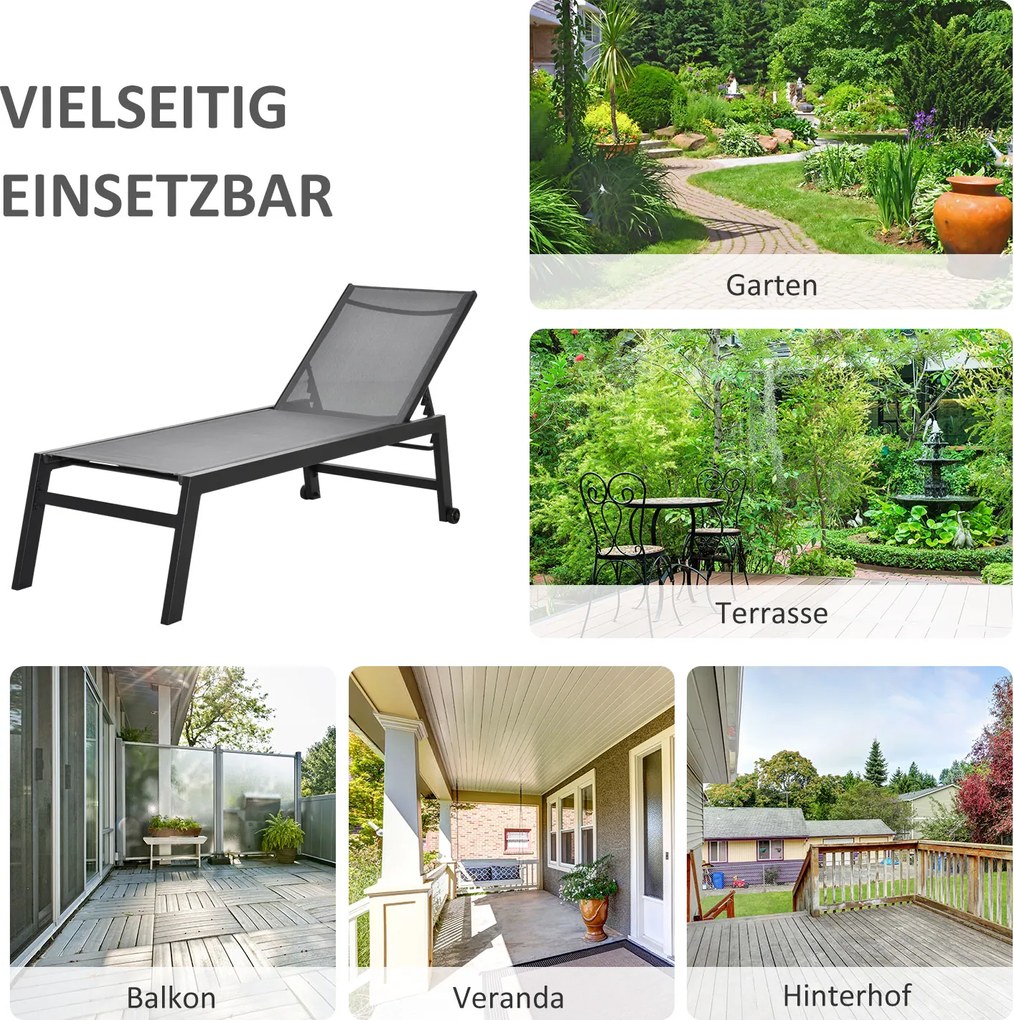 Praktyczna leżanka ogrodowa Outsunny z regulowanym oparciem