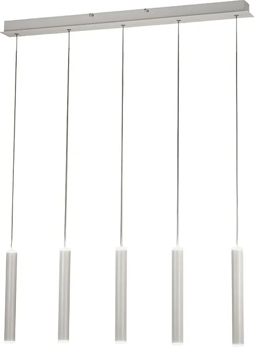 Lampa wisząca Fabas Luce Prado 5-punktowa - 33W ściemnialna LED - matowa biel, design liniowy