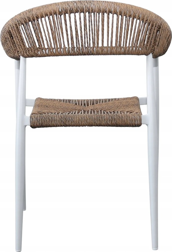 Krzesło Ogrodowe Białe 56x60x78 cm Plecione Brązowe Sznurki Nowoczesne