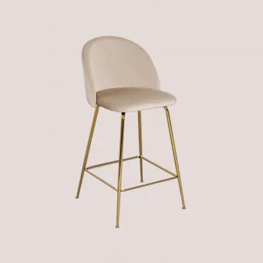 Wysoki Aksamitny Stołek Kana Design Złoto & Pszenica Brązowa & ↑65 Cm - Sklum