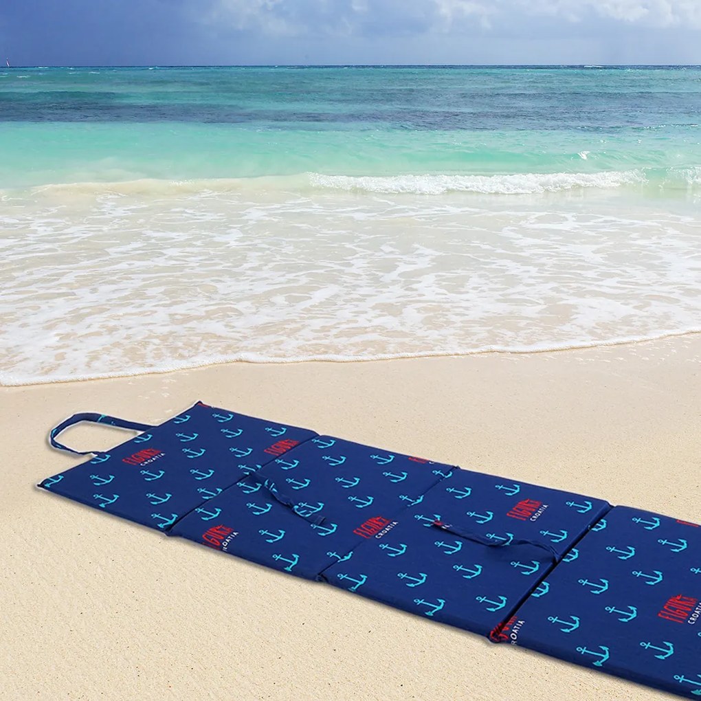 Leżak plażowy KOTWICZKI 137x49 cm, niebieski