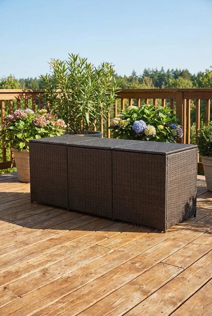 Rattanowa brązowa skrzynia na narzędzia ogrodnicze Z4-K54