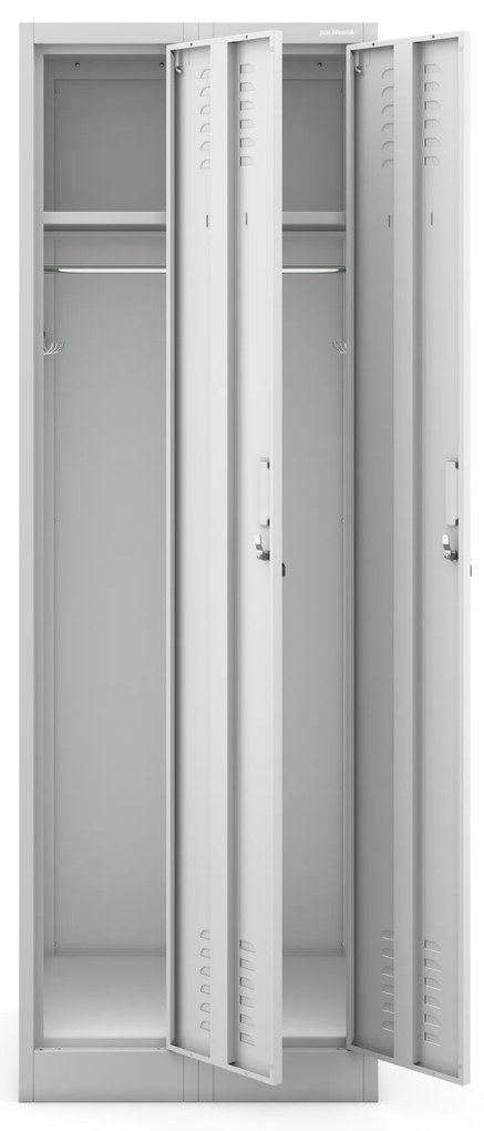 Szafka pracownicza metalowa dwukomorowa szara: KACPER II, 600 x 1800 x 500 mm