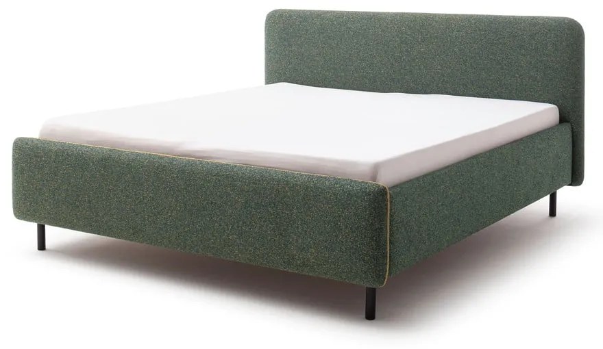 Ciemnozielone tapicerowane łóżko dwuosobowe ze schowkiem ze stelażem 180x200 cm Primo – Meise Möbel