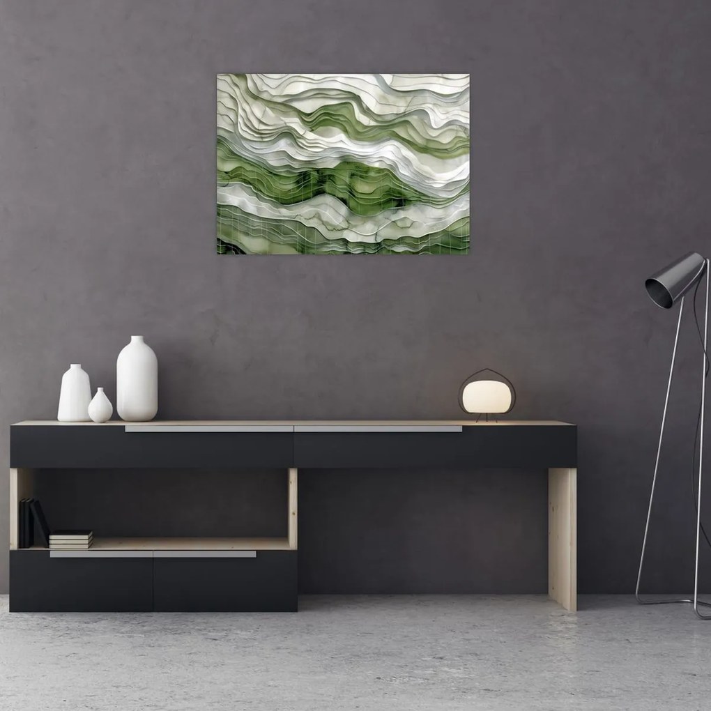 Obraz - Zielone i białe zmarszczki (70x50 cm)