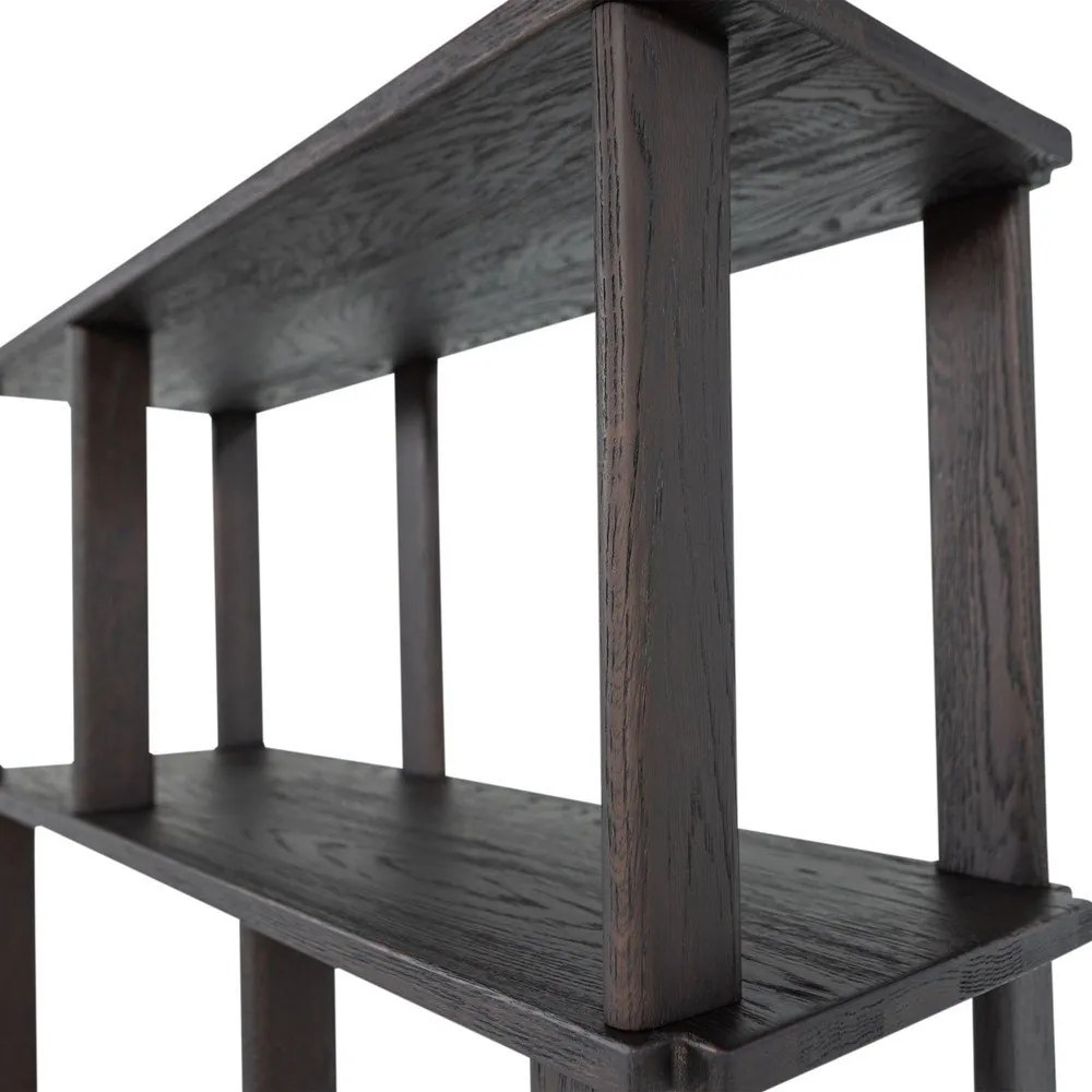 Ciemnobrązowy regał z litego drewna dębowego 90x186x30 cm Riss – WOOOD