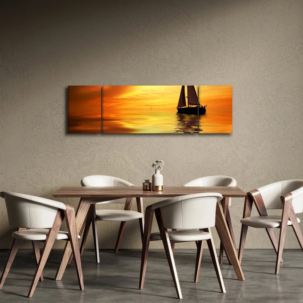 Obraz - Żaglówka o zachodzie słońca (170x50 cm)