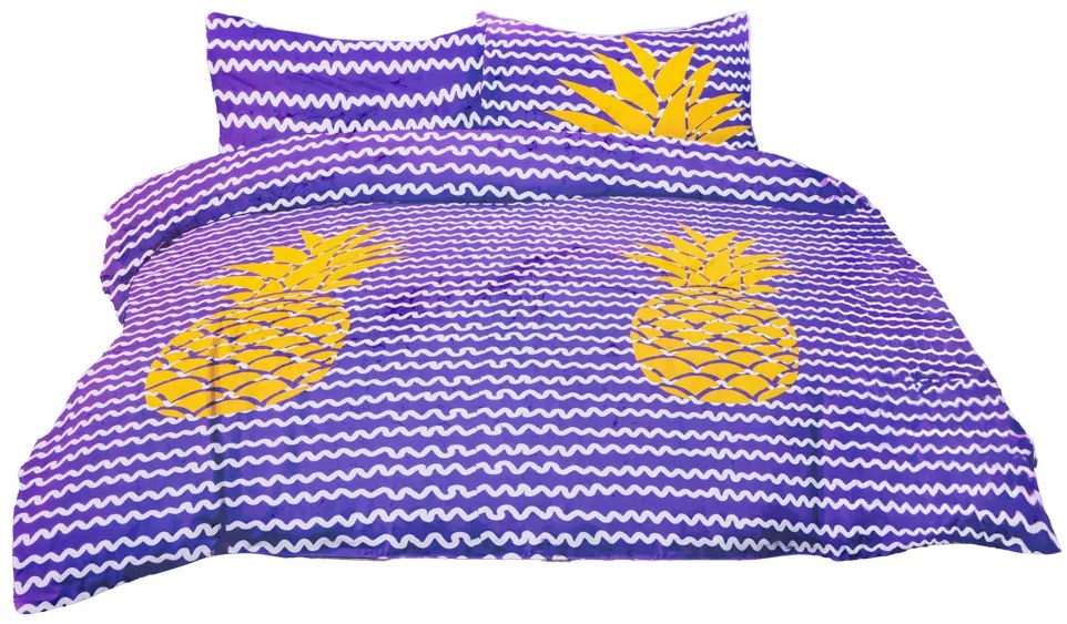 PrzytulneMieszkanie.pl PrzytulneMieszkanie.pl Fioletowa pościel z mikrofibry ANANAS Rozmiar pościeli: 2 szt 80 x 80 cm | 200 x 220 cm