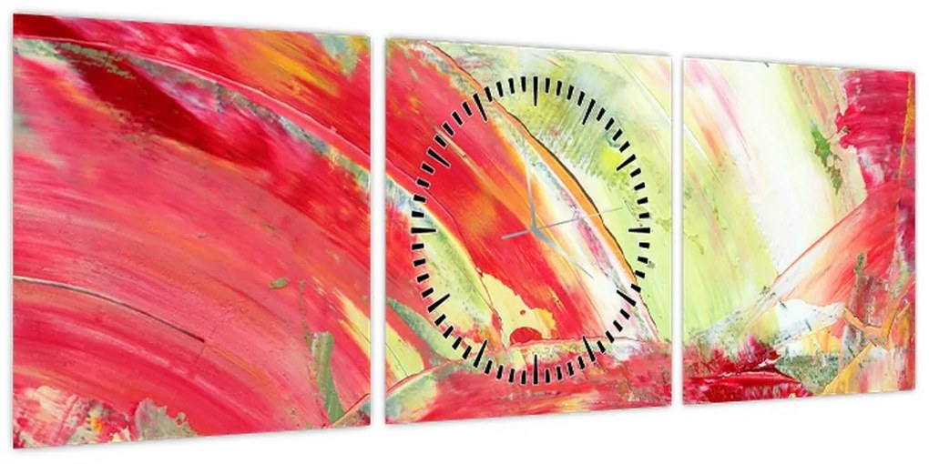 Obraz abstrakcji - malarstwo (z zegarem) (90x30 cm)