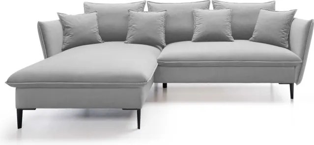 Narożnik GLOSS Lewostronny z funkcją spania, zestaw z poduszkami wolnostojący tkanina RIVIERA 81 Niebieski WERSAL