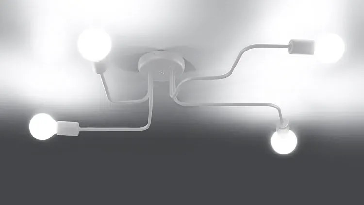 Biała loftowa lampa sufitowa z odkrytymi żarówkami - A626-Gray