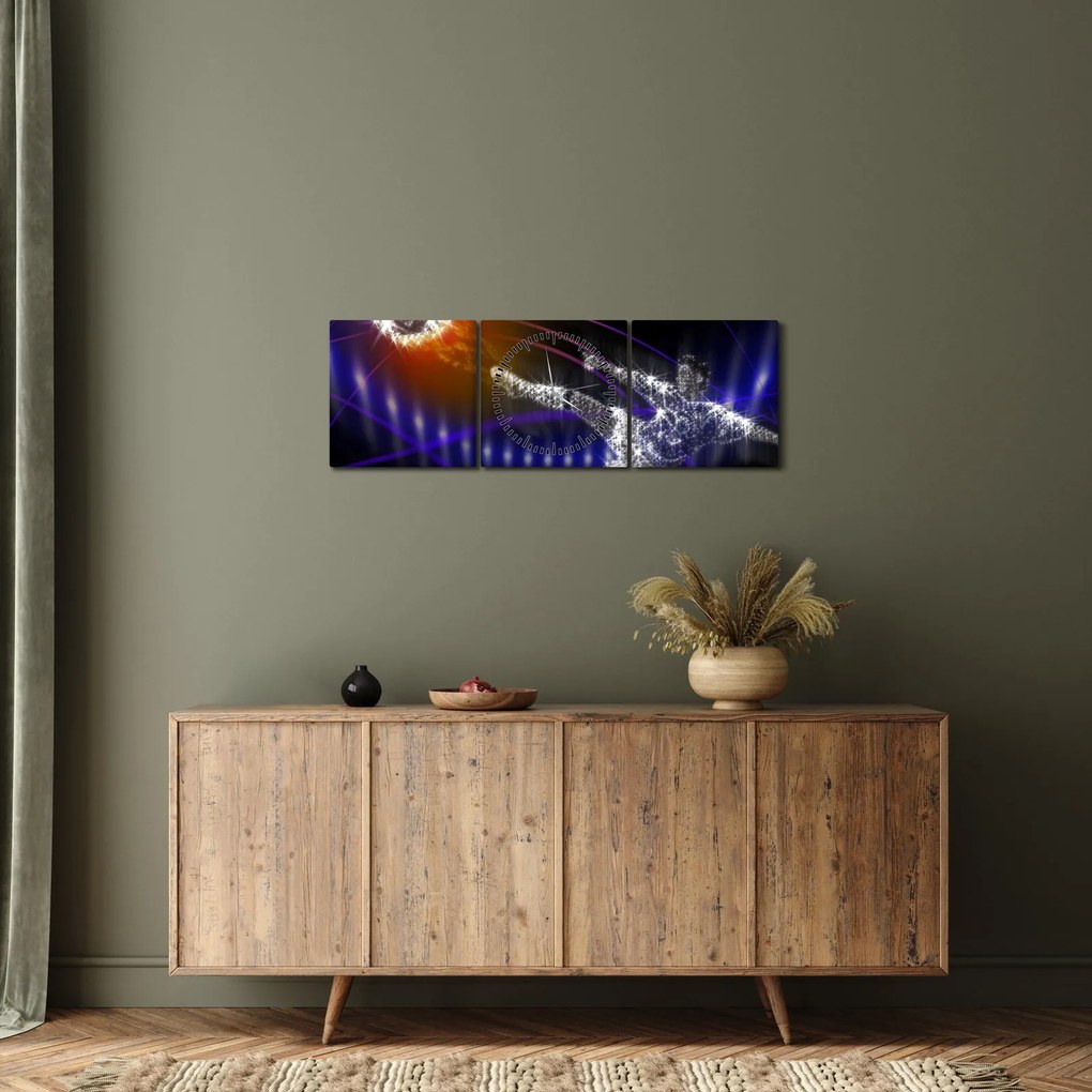 Obraz skaczącego piłkarza (z zegarem) (90x30 cm)