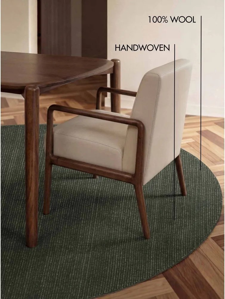 Ciemnozielony wełniany okrągły dywan tkany ręcznie ø 160 cm Greenwich – Ted Baker