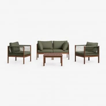 Zestaw Ogrodowy Z Modułową Sofą 2-częściową Z Podłokietnikami, 2 Fotelami - Sklum