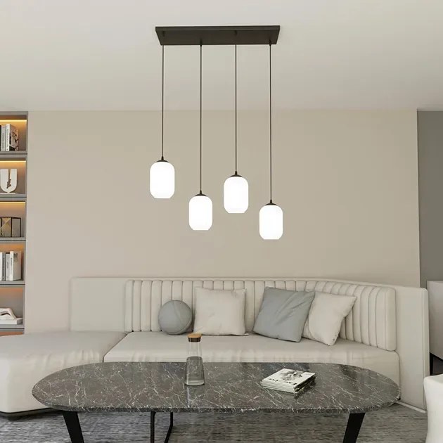 Nowoczesna lampa z czterema szklanymi kloszami - 3X D164 F3-A39