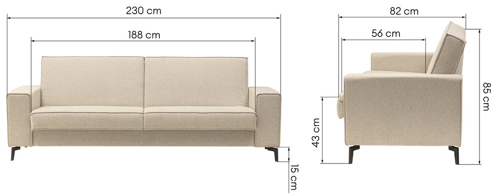 Beżowa rozkładana sofa CHEVAK