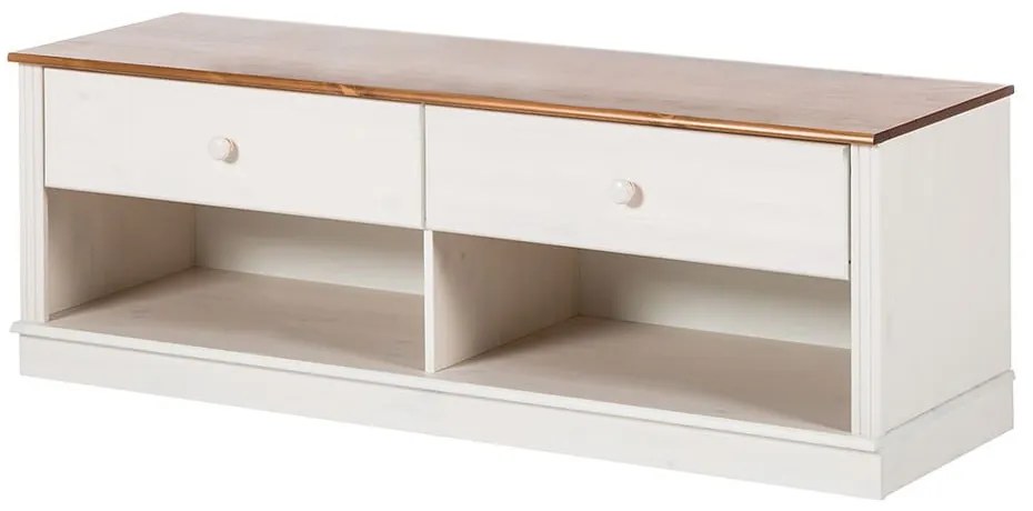 Biała szafka pod TV z litego drewna sosnowego 137x47 cm Anita – Støraa