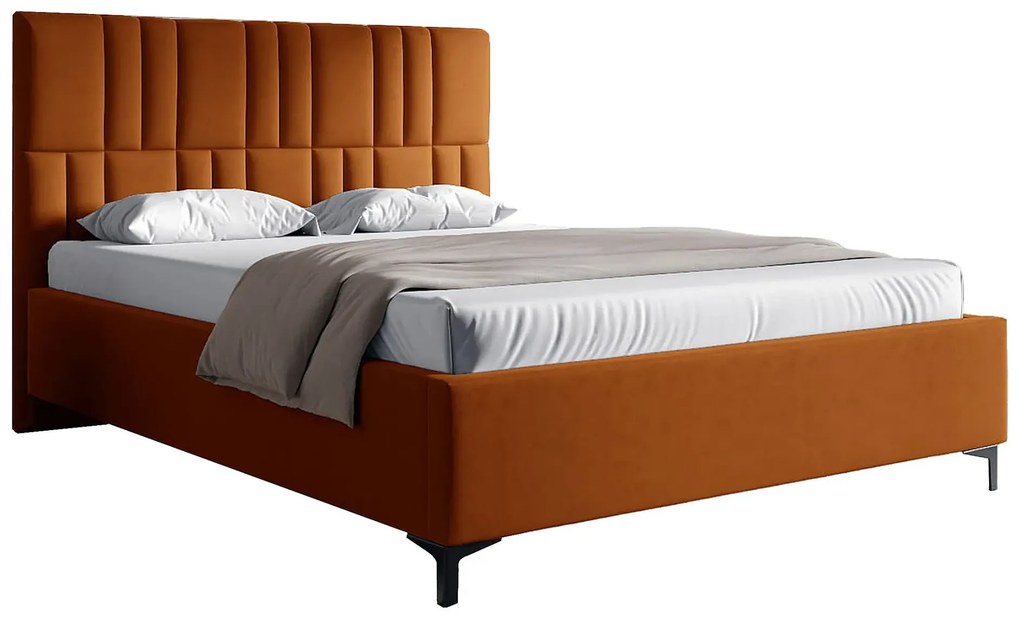 Pomarańczowe welurowe łóżko tapicerowane 4 rozmiary H9-A31