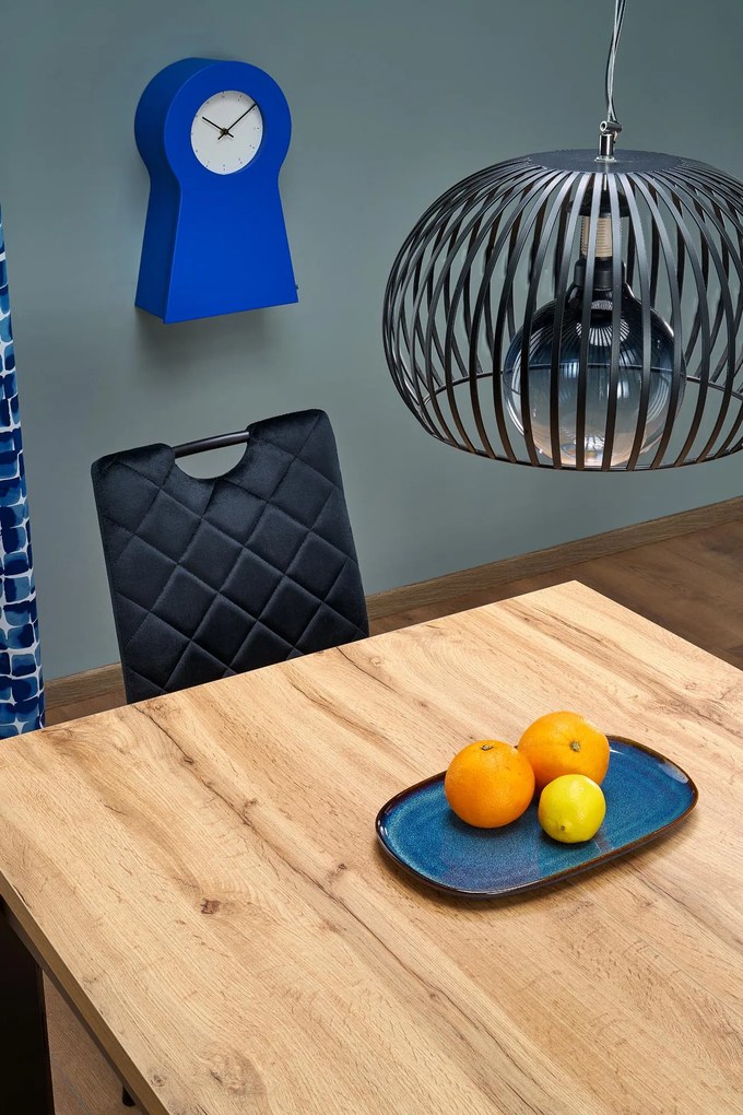 Stół kwadratowy rozkładany płyta dąb artisan/czarny 80-200/80/76 cm QUBIK