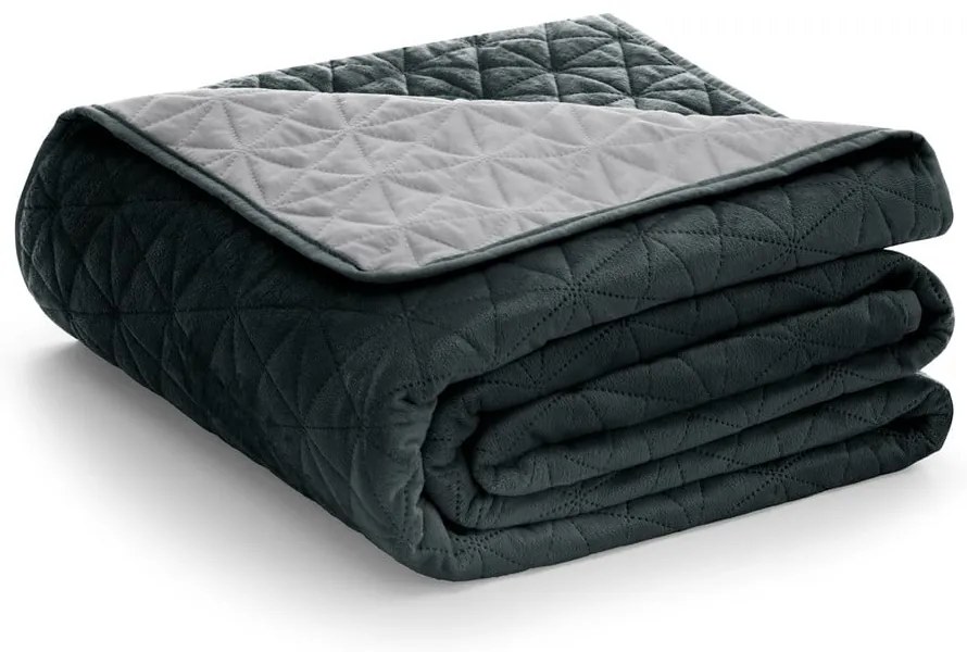 Ciemnoszara narzuta pikowana z aksamitu 170x270 cm Laila – AmeliaHome
