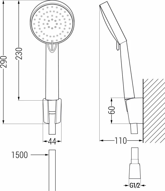 Mexen Pecos R75 bateria wannowa z zestawem prysznicowym, chrom - 7273R75-00