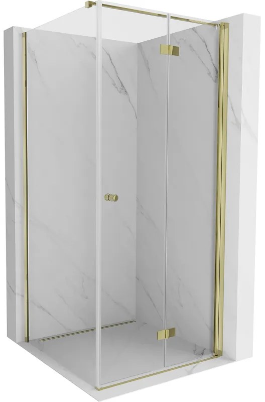 Mexen Mist-F kabina prysznicowa składana prawa 100 x 100 cm, transparent, złota - 8A6T-100-100-50-00-P