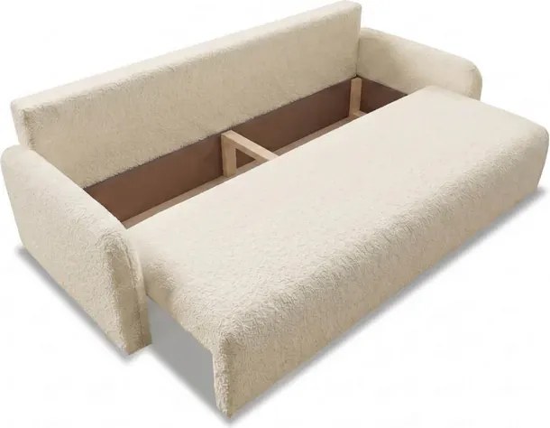 Sofa DUO Rozkładana Dwuosobowa Beżowa Boucle Japandi