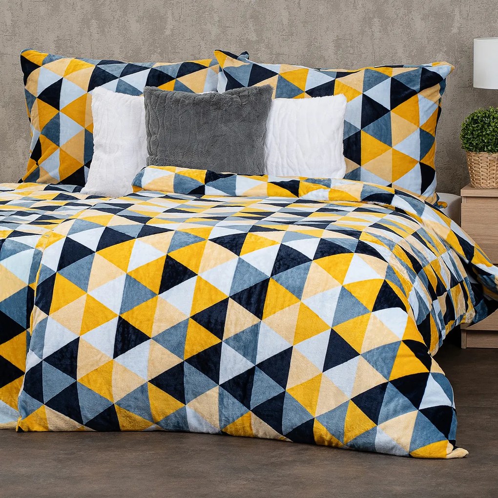 4Home Pościel mikroflanela Scandi triangle , 160 x 200 cm, 70 x 80 cm