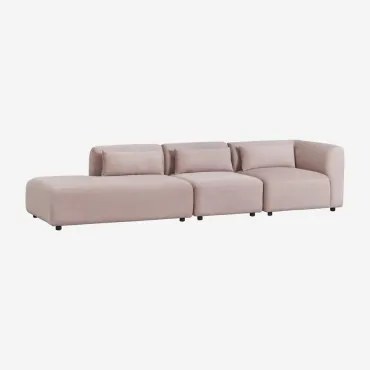 Sofa Narożna Fogler 3-częściowa Modułowa Z Leżanką Po Lewej Stronie Sztruksu Wino Różowe - Sklum