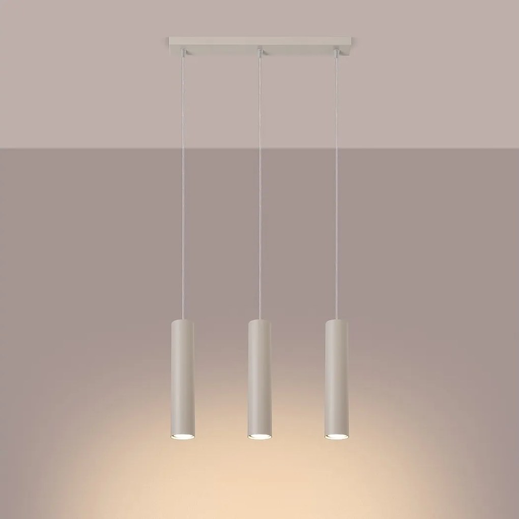 Lampa wisząca loft Toris, stal - 3 źródło światła 3000K - L.45 x H.98 cm - beżowy