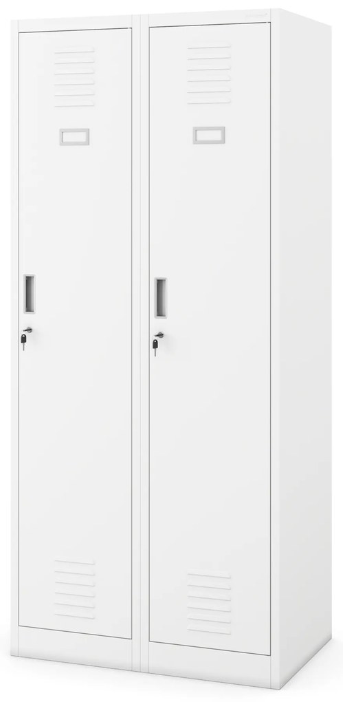 Szafka ubraniowa BHP biała: czterokomorowa KACPER, 800 x 1800 x 500 mm