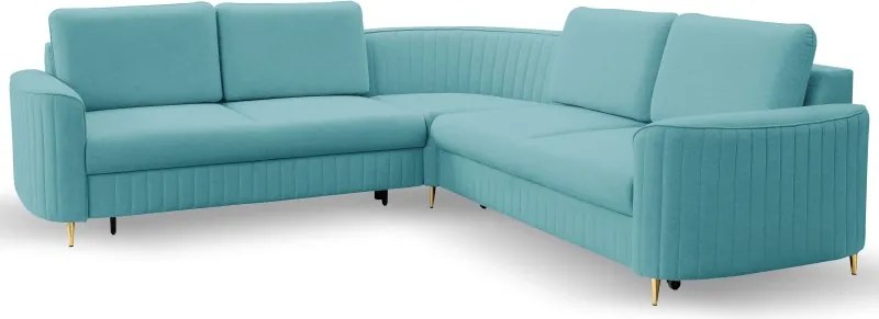 Narożnik LAREN nowoczesna sofa z funkcją spania pojemnik na pościel lewa strona CASTEL 70 251x251x85 cm