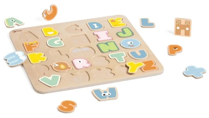 Classic world drewniane puzzle montessori układanka nauka alfabetu liter słów 27 el.