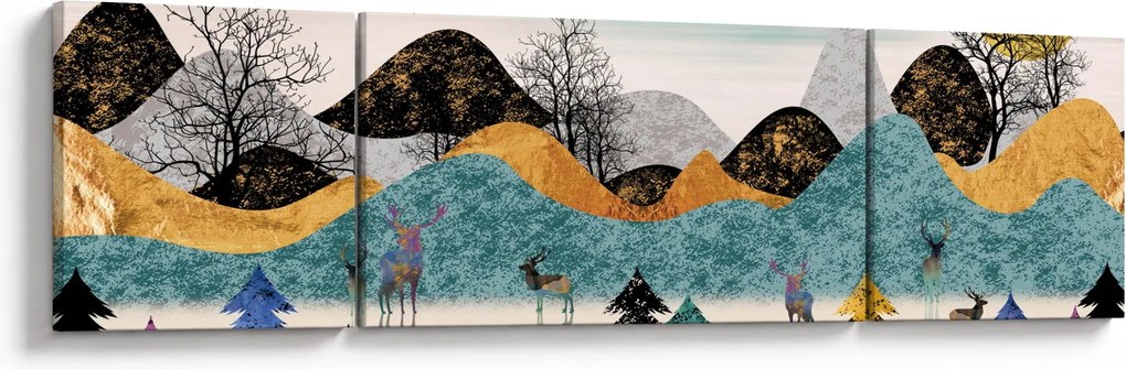 Obraz graficzny z jeleniem (170x50 cm)