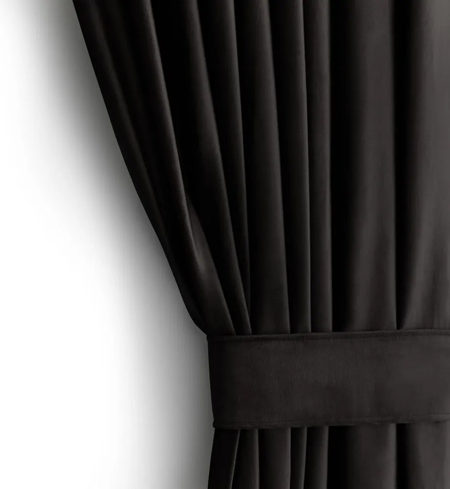 Czarna aksamitna zasłona częściowo zaciemniająca (dimout) 140x245 cm Pleat – Restilo
