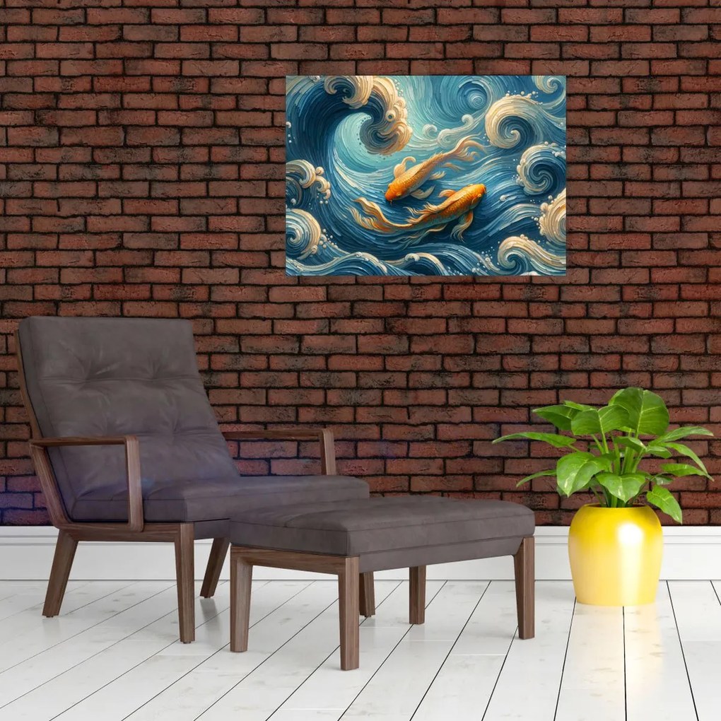 Obraz na szkle - Złote rybki (70x50 cm)