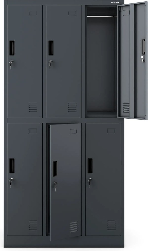 Szafa socjalna 6-skrytkowa Igor 90x45x185 cm, antracyt