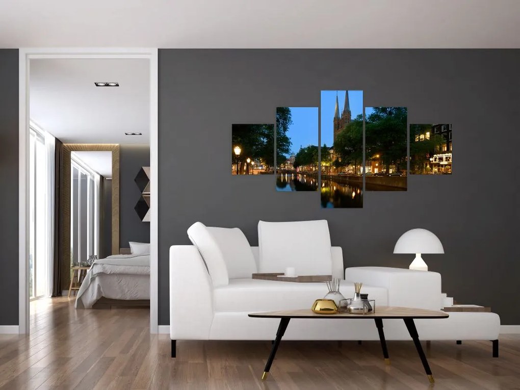 Obraz nocnego historycznego miasta (125x70 cm)