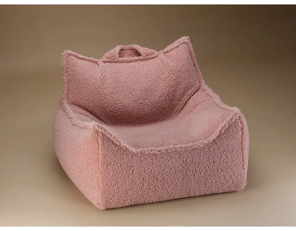 Różowy dziecięcy worek do siedzenia z materiału bouclé Chair – Wigiwama