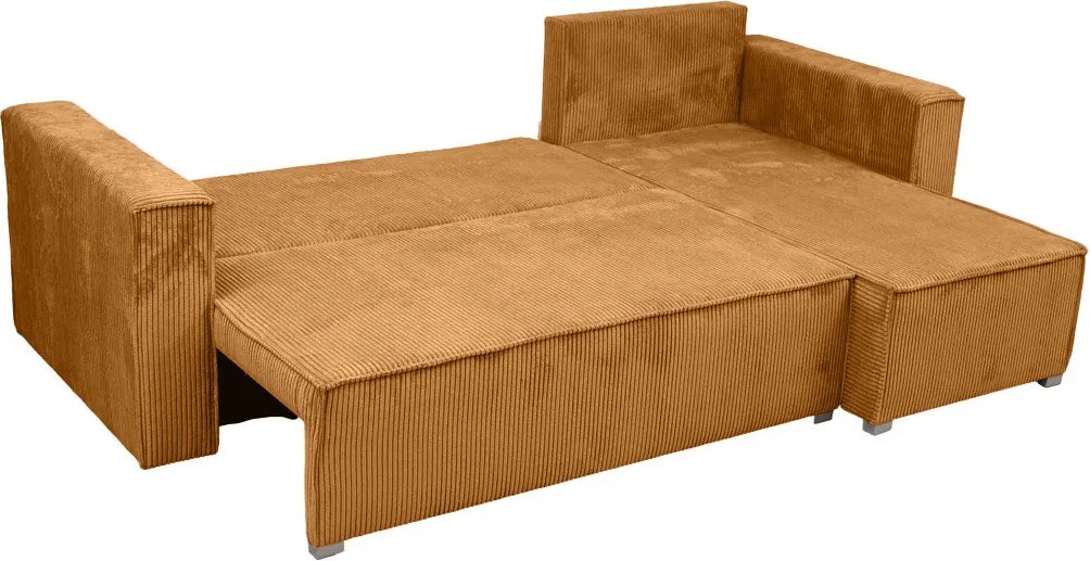 Rozkładana narożna sofa SMART COSARO musztardowa, dwustronna + 2 poduszki GRATIS