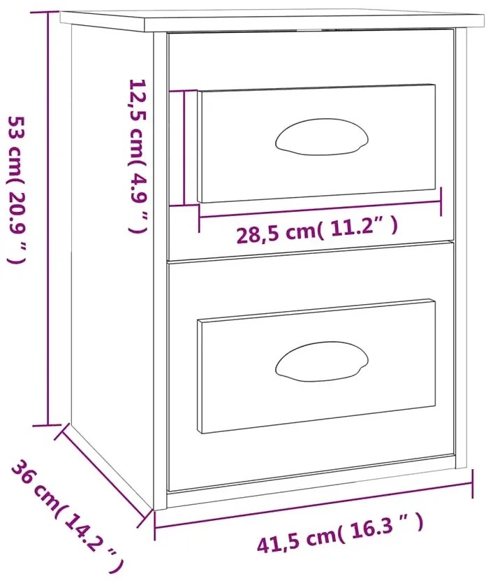 Wisząca szafka nocna z szufladami szary beton H6-F23