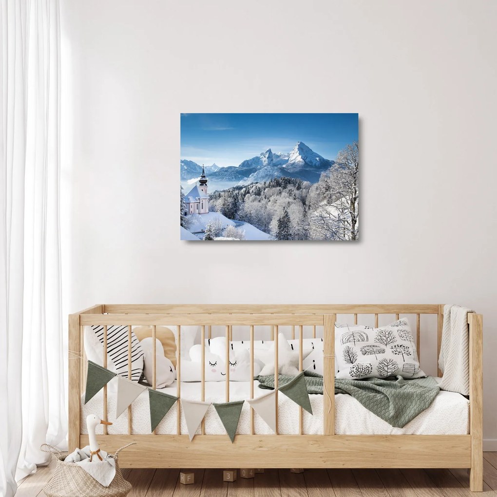 Obraz na szkle - Rzut oka na zimowy krajobraz (70x50 cm)