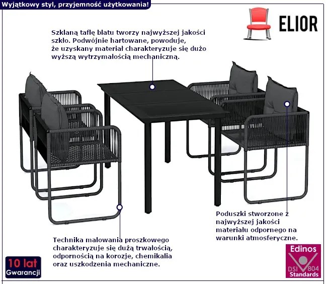 Czarny nowoczesny ogrodowy zestaw H1-N30