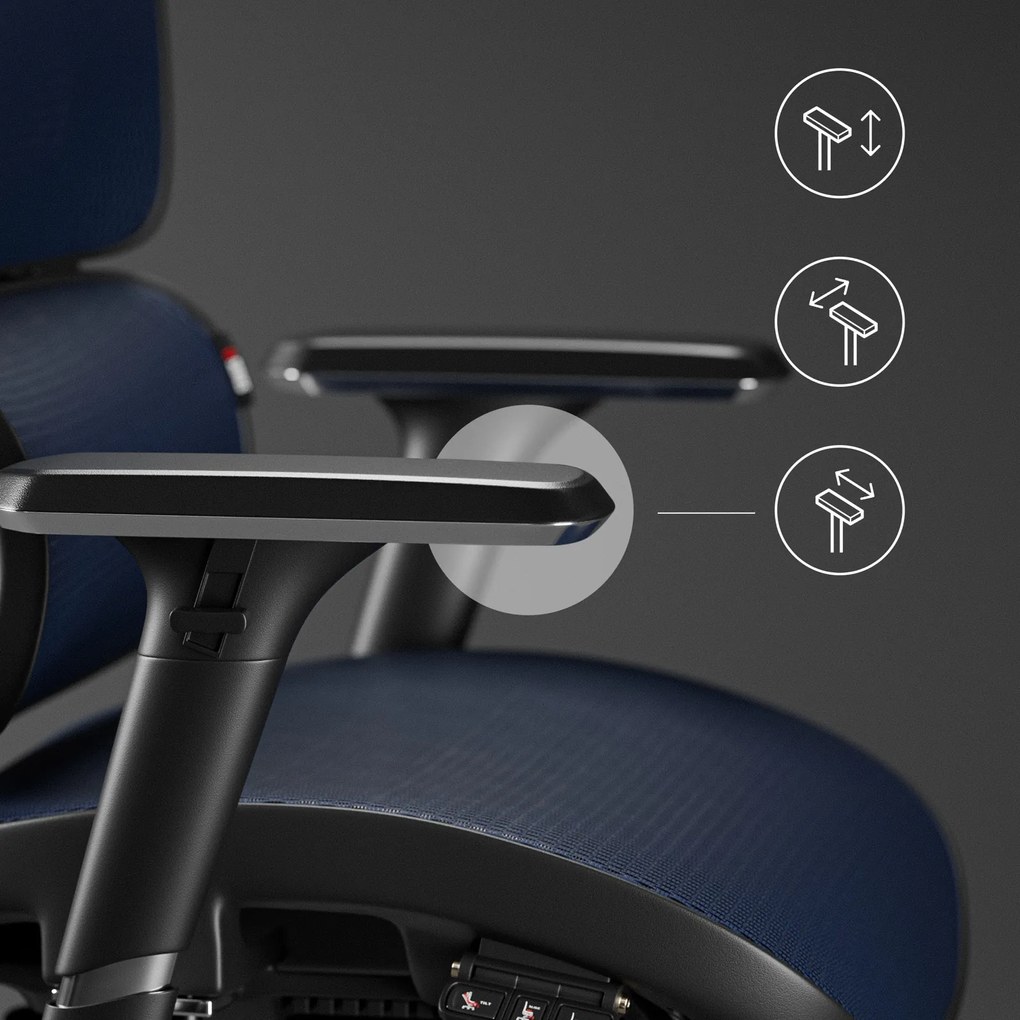 Krzesło biurowe Diablo V-Commander, zgodne z normą BHP, kolor czarno-niebieski