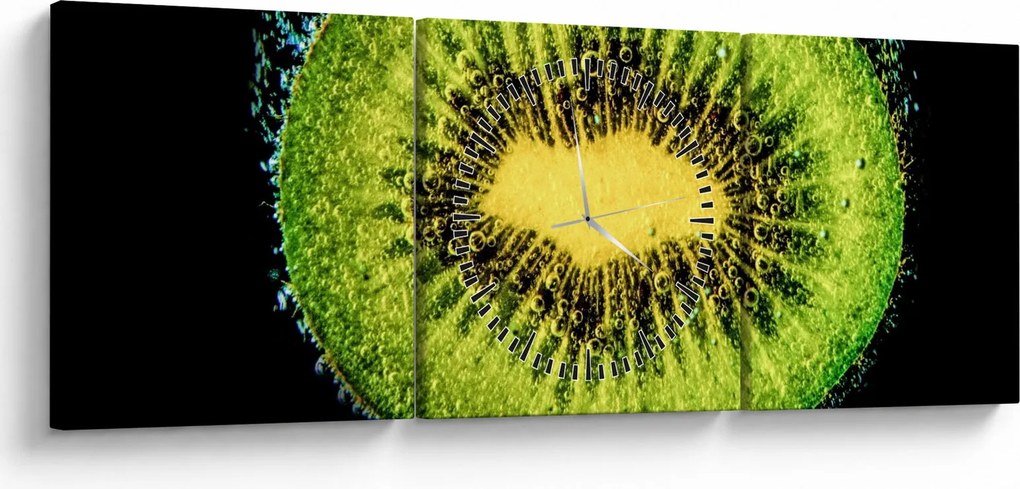 Obraz - szczegół kiwi w wodzie (z zegarem) (90x30 cm)