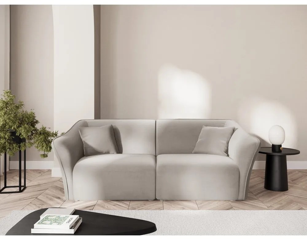 Beżowa aksamitna sofa 206 cm Tokyo – Cosmopolitan Design