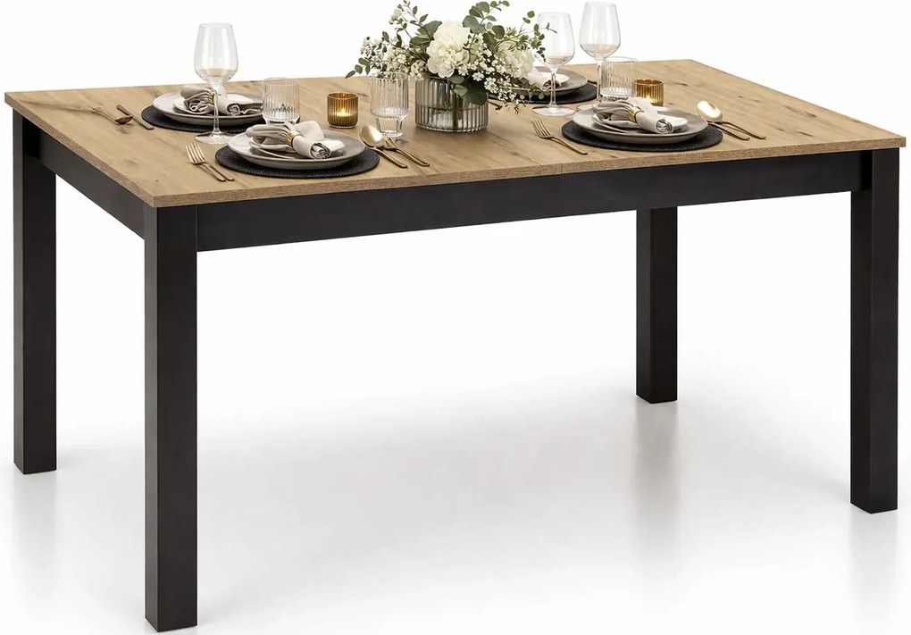 Rozkładany stół prostokątny dąb artisan + czarny N0-R32