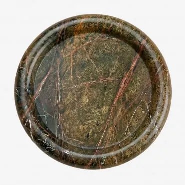 Okrągła Taca Na Drobiazgi Ø20 Cm Z Marmuru Velmar Zielony Marmur Forest - Sklum