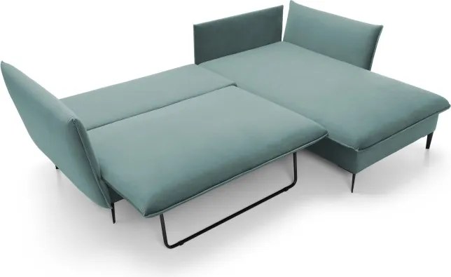 Narożnik GLOSS Prawostronny z funkcją spania, zestaw z poduszkami wolnostojący tkanina RIVIERA 80 Jasny szary WERSAL