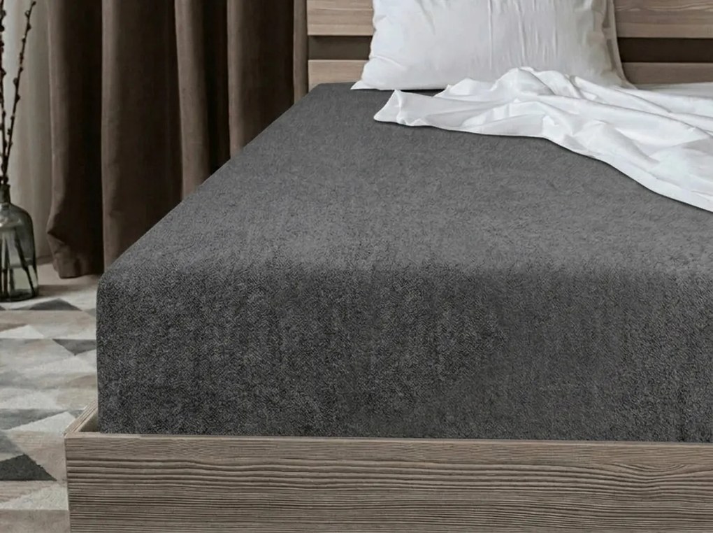 PrzytulneMieszkanie.pl Prześcieradło frotte EXCLUSIVE ciemnoszare 200x220 cm